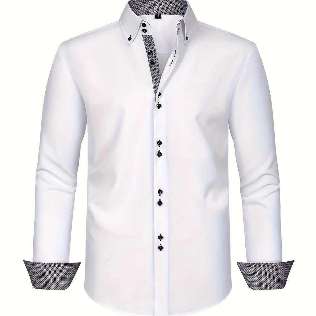 ALBERTO | CAMICIA ELEGANTE LEGGERA CON PARTICOLARI A CONTRASTO
