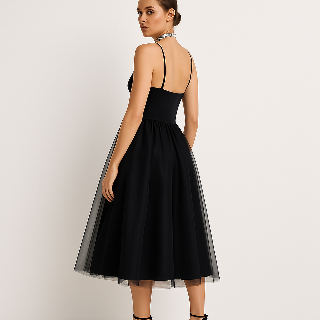 Robe bustier en tulle à fines bretelles pour femmes