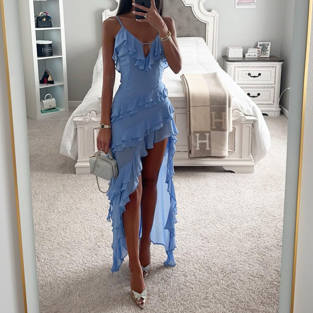 Marchmel | Robe midi élégante femme ligne asymétrique silhouette élancée