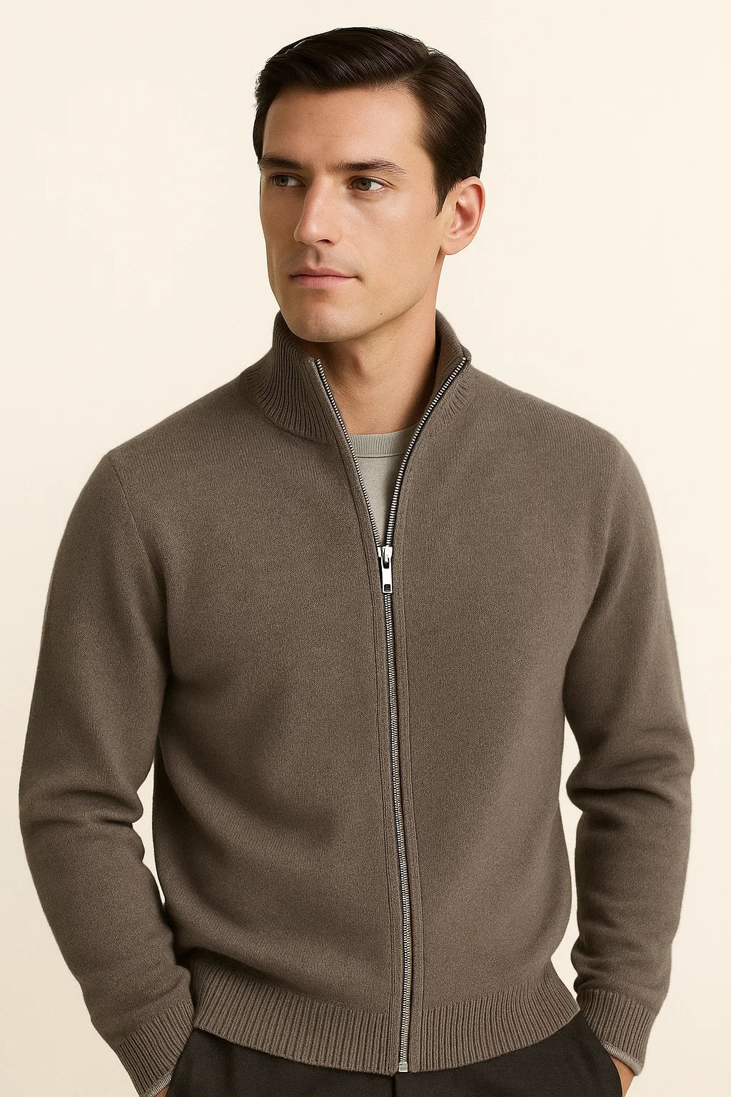 Cardigan zippé Leonardo Gris