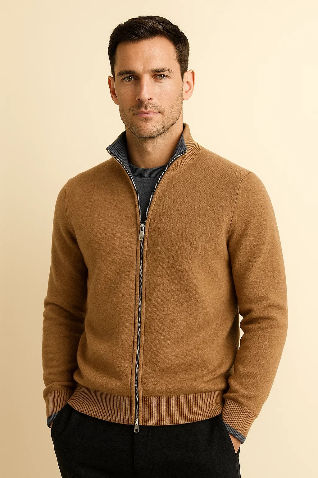 Cardigan Zip Leonardo Beige