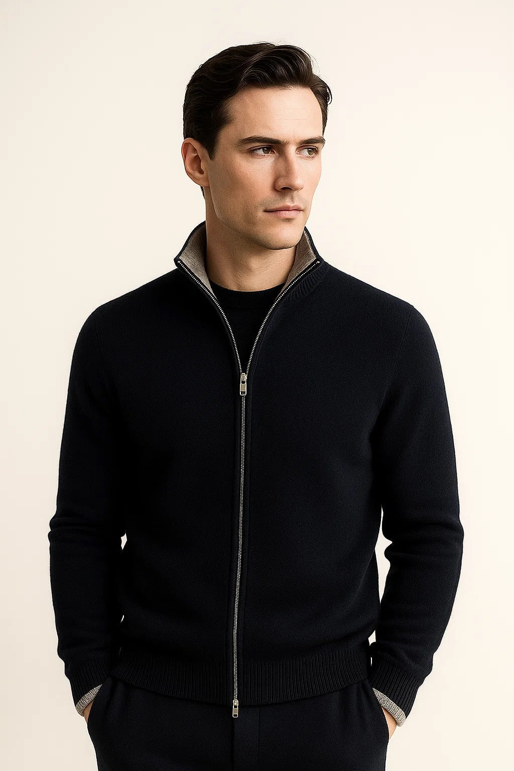 Cardigan zippé Leonardo Marine