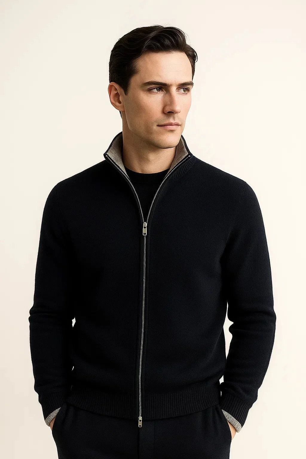 Pull Zippé Classique Noir
