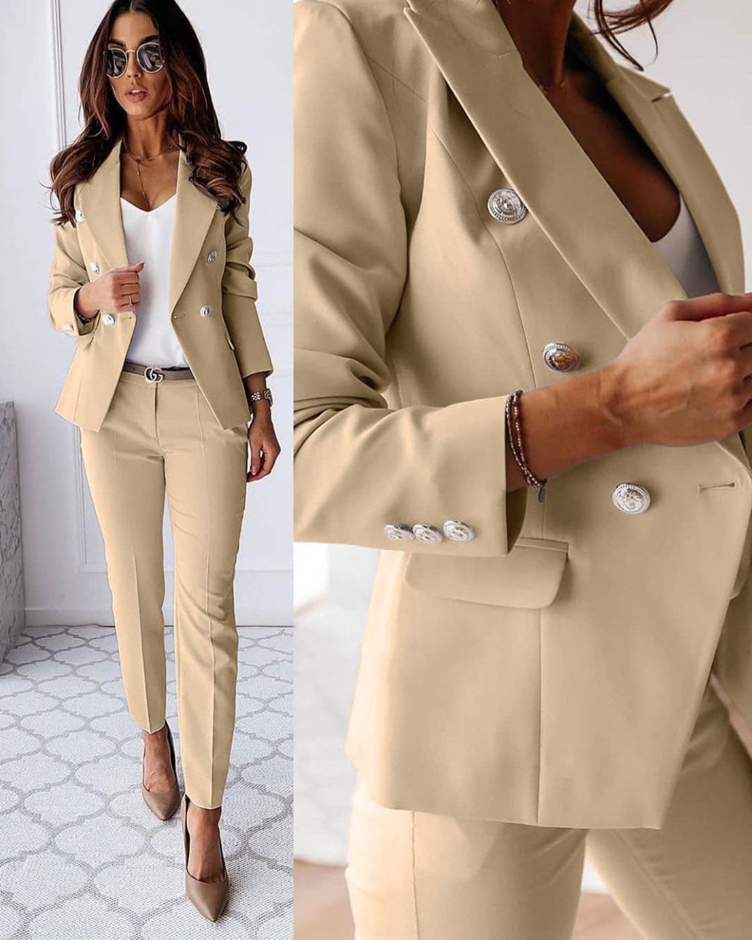 Marchmel | Ensemble pantalon femme double boutonnage silhouette ajustée