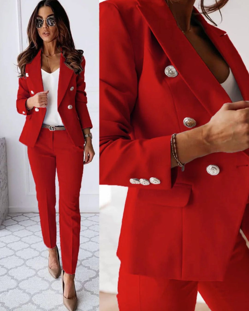 Marchmel | Ensemble pantalon femme double boutonnage silhouette ajustée