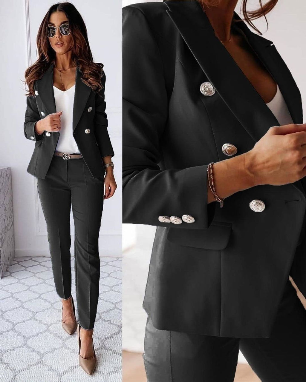 Marchmel | Ensemble pantalon femme double boutonnage silhouette ajustée