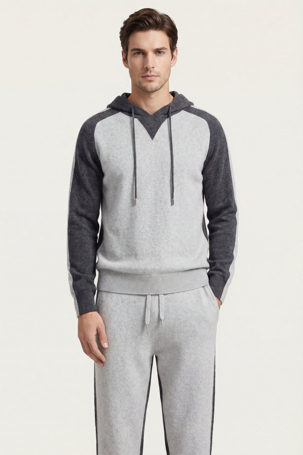 Ensemble de survêtement en cachemire Jaquard Gris