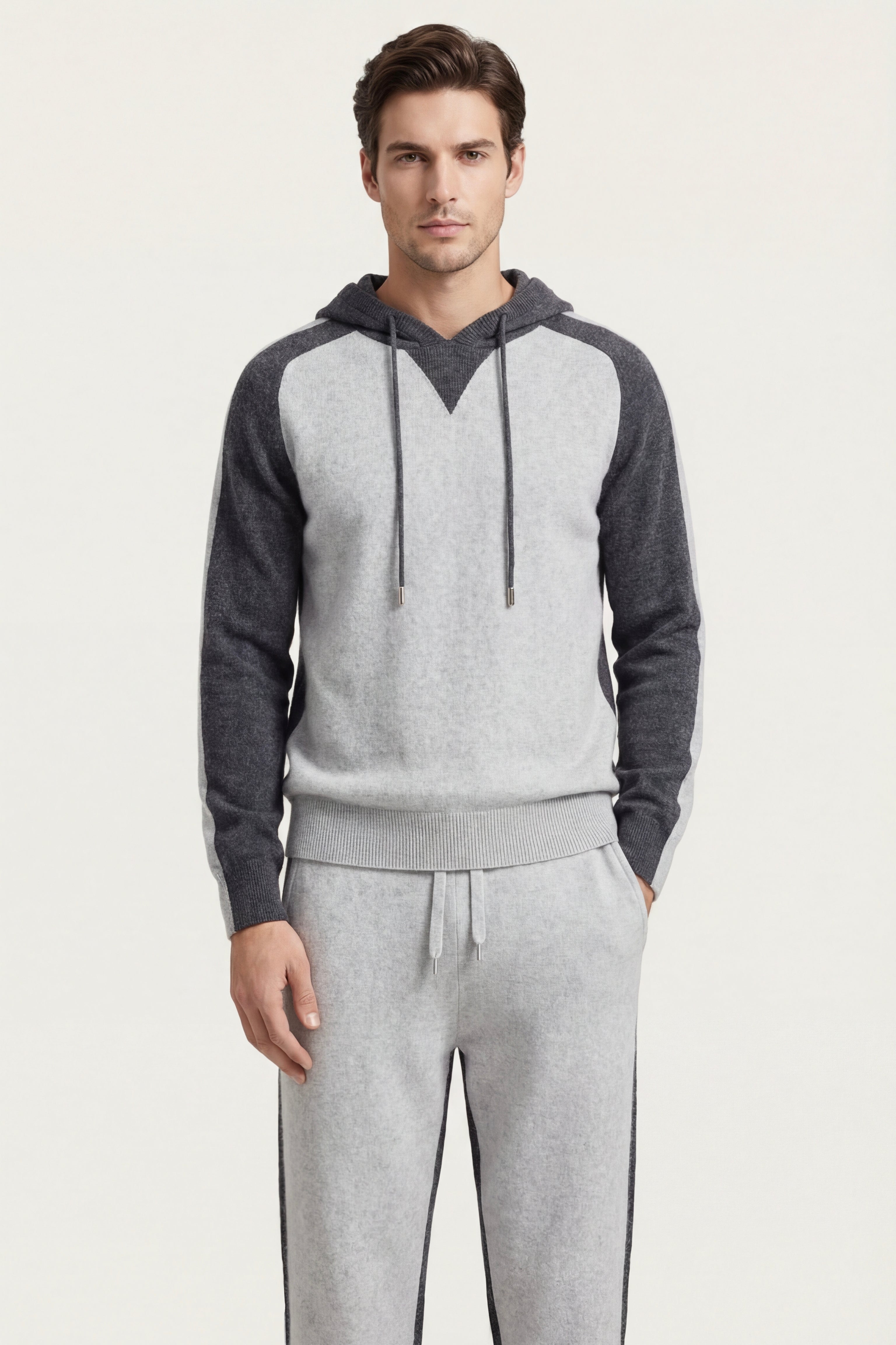 Ensemble de survêtement en cachemire Jaquard Gris