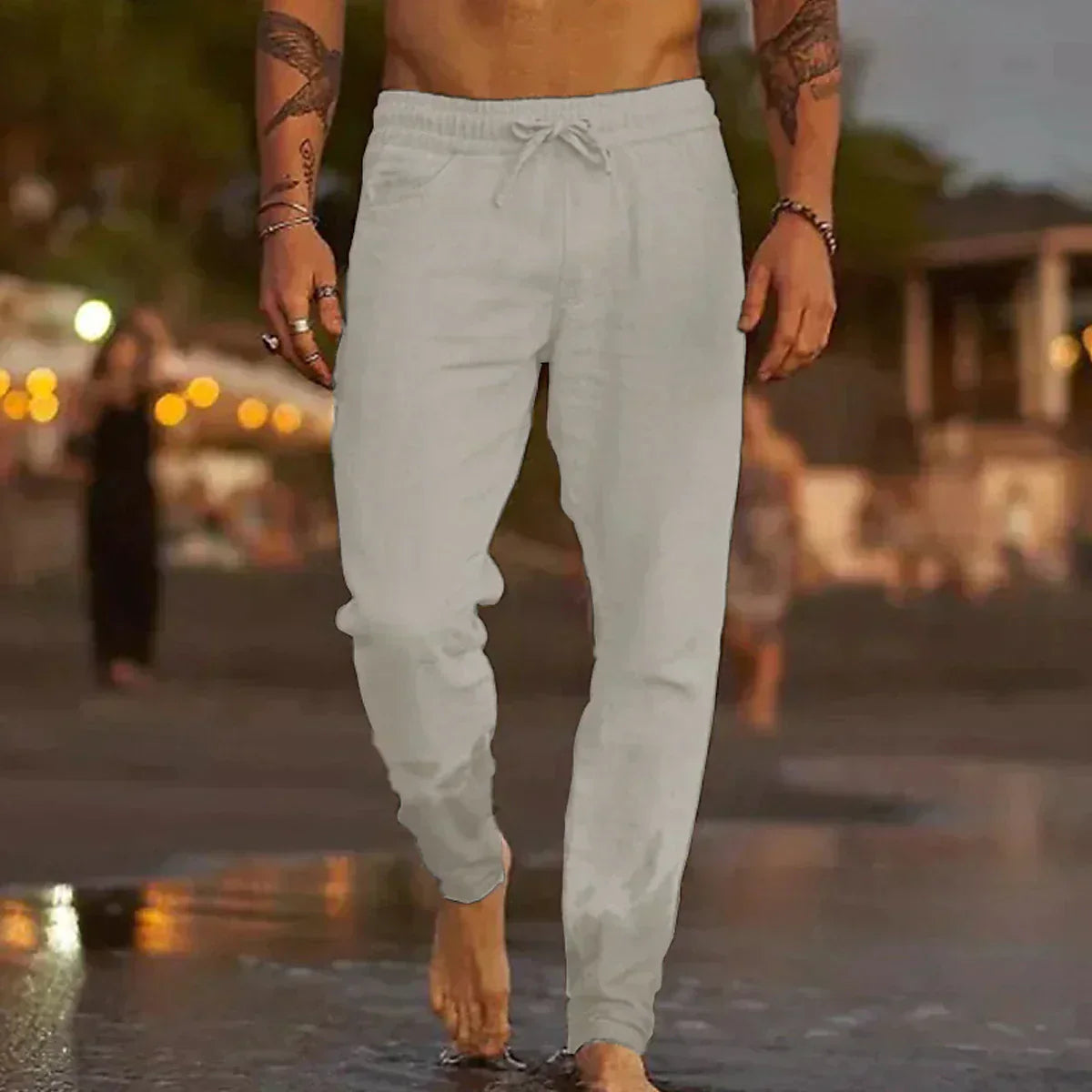 PANTALONI DA SPIAGGIA IN LINO