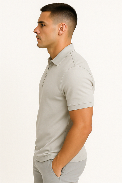 GREGORIO | MAGLIA A MANICHE CORTE MODERNA CON CERNIERA A MEZZA ALTEZZA