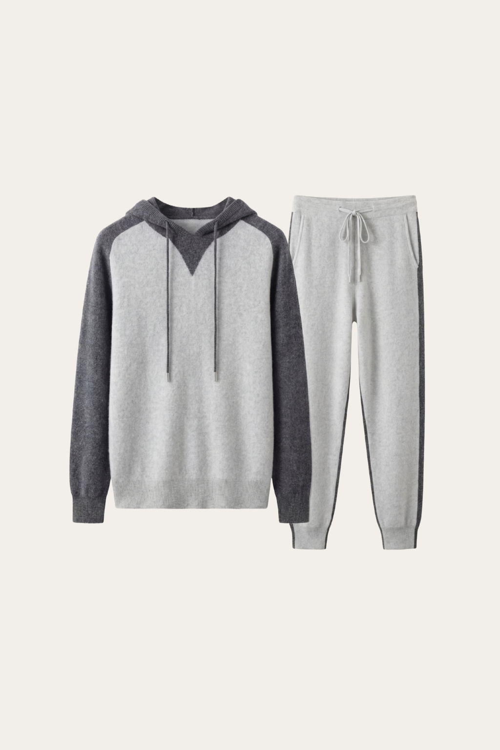 Ensemble de survêtement en cachemire Jaquard Gris
