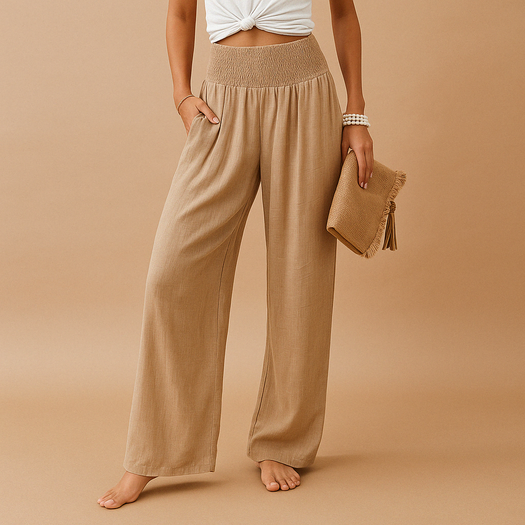 Loïs | Elegant Linen Autumn Pants with Comfortable Elastic Waist for Ladies