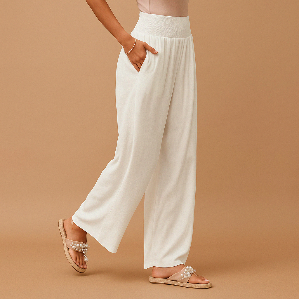 Marchmel | Femme Pantalon Lin Élégant Taille Élastique Automne