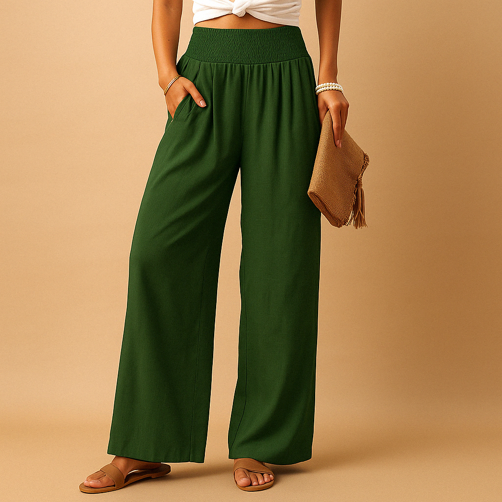 Loïs | Elegant Linen Autumn Pants with Comfortable Elastic Waist for Ladies