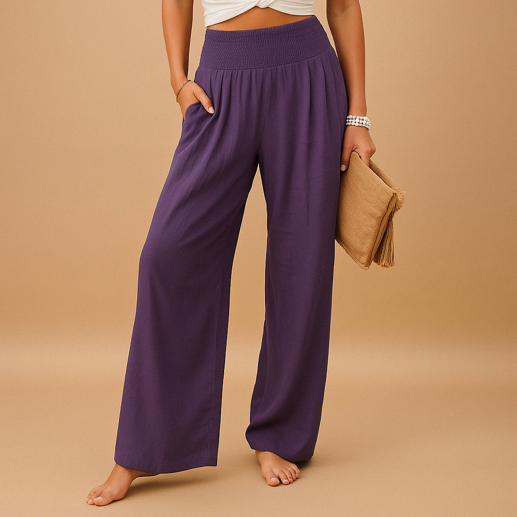 Marchmel | Femme Pantalon Lin Élégant Taille Élastique Automne