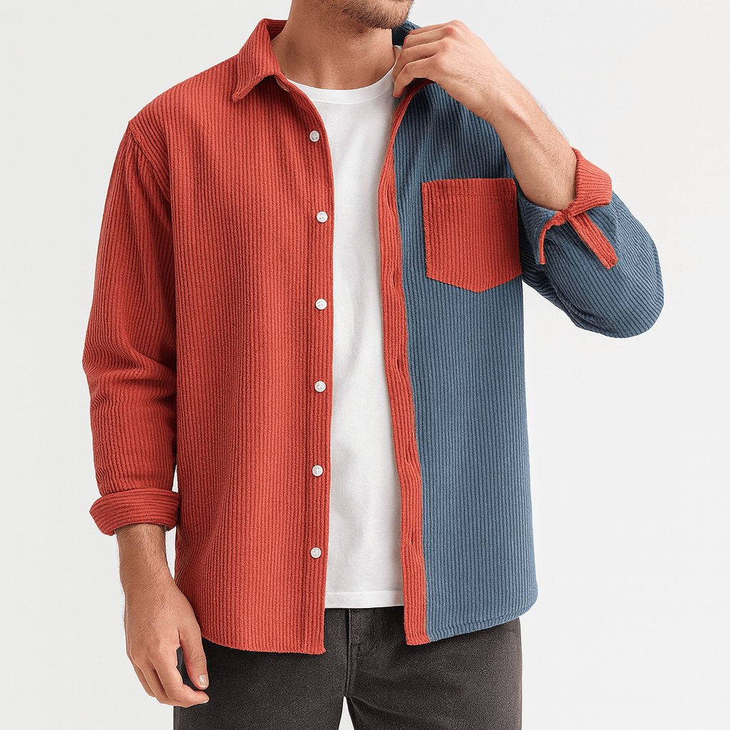 Marchmel | Homme Chemise en velours côtelé à blocs de couleur