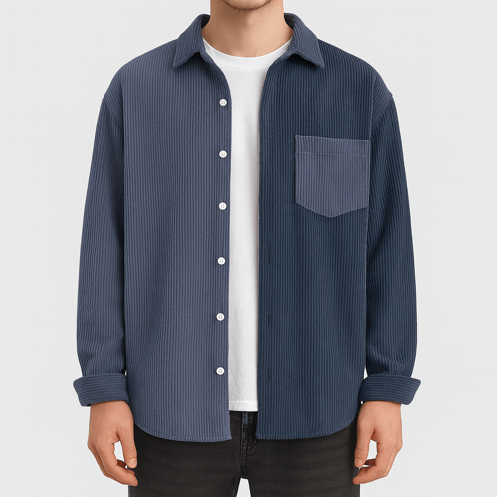 Marchmel | Homme Chemise en velours côtelé à blocs de couleur