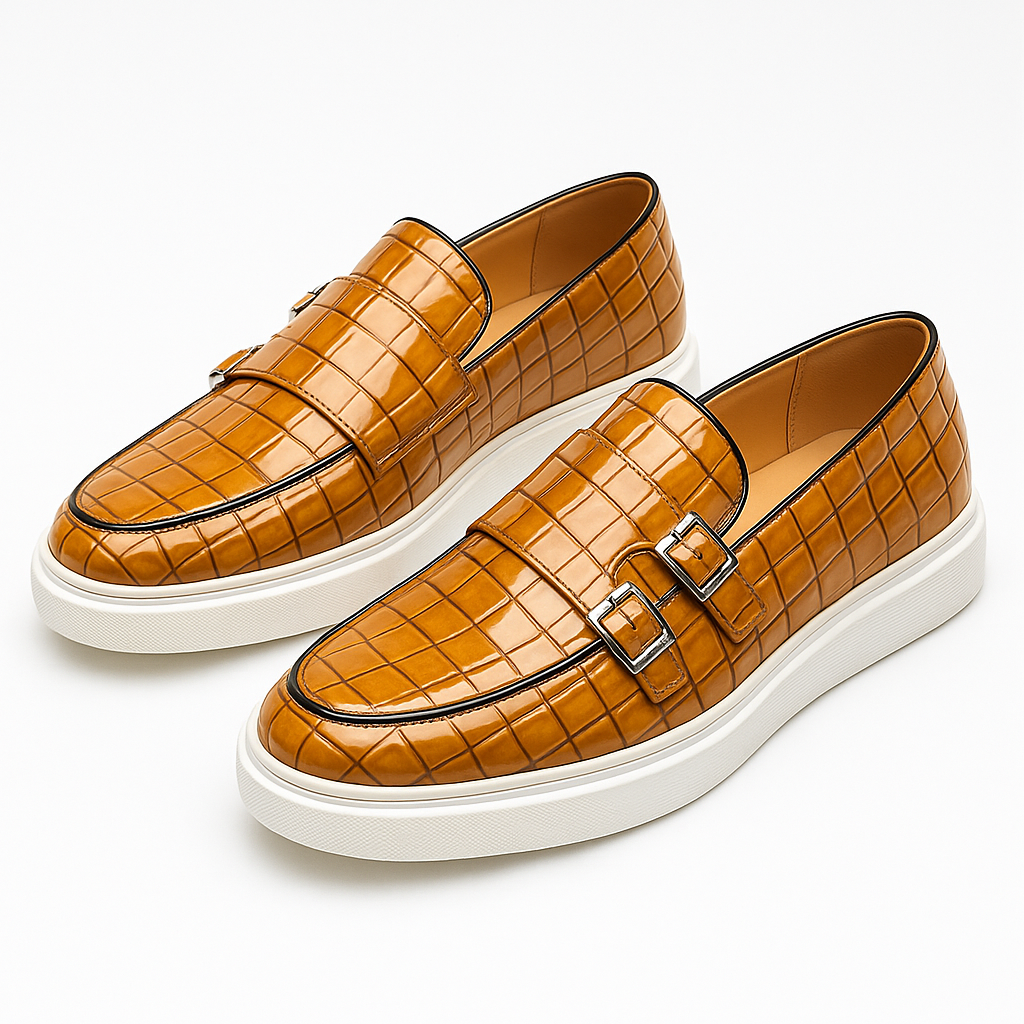 Marchmel | Homme Mocassins à double boucle en cuir croco
