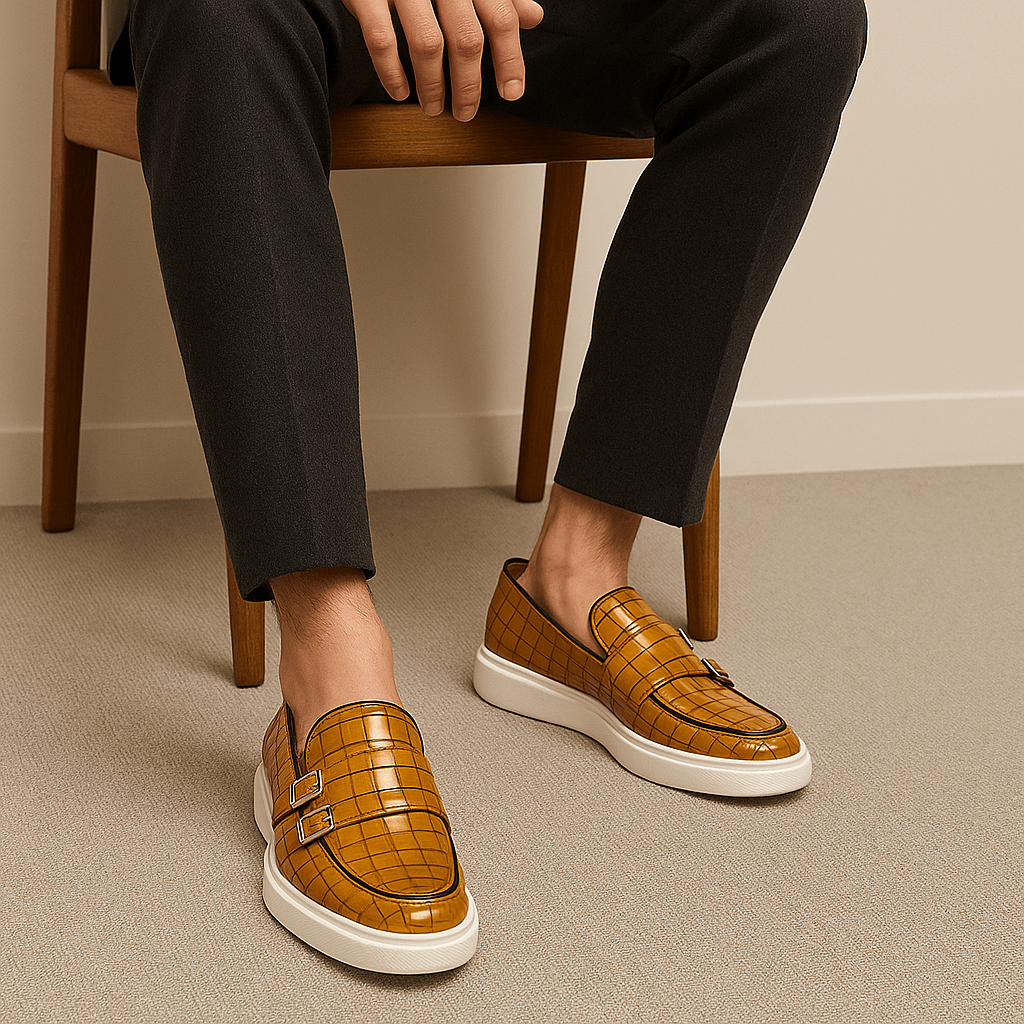Marchmel | Homme Mocassins à double boucle en cuir croco