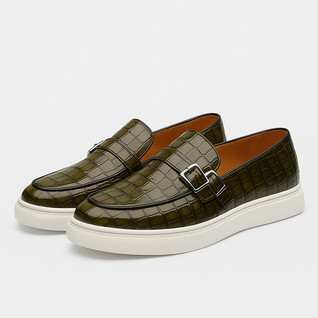 Marchmel | Homme Mocassins à double boucle en cuir croco