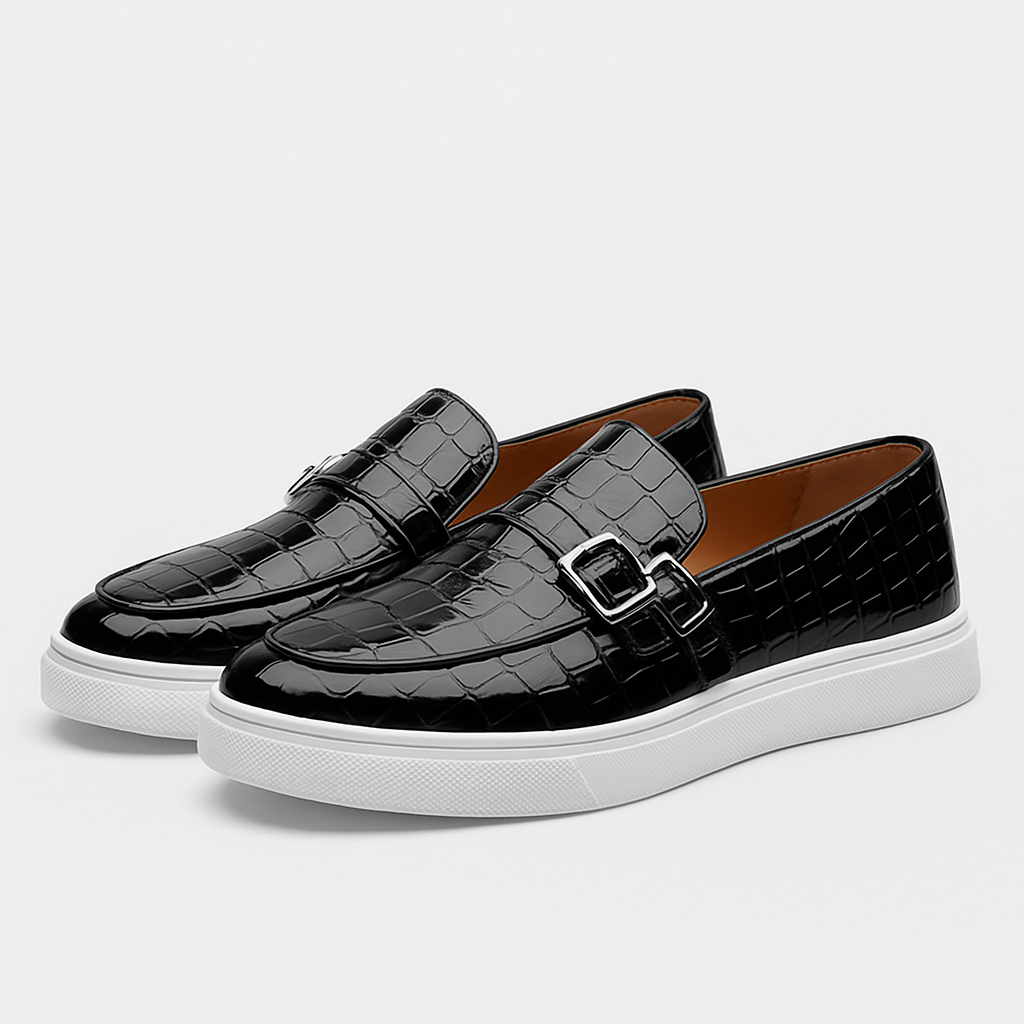 Marchmel | Homme Mocassins à double boucle en cuir croco