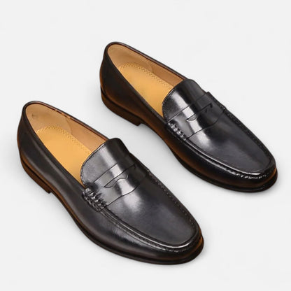 Marchmel | Mocassins Penny en Cuir pour Homme – Élégance Noire à Enfiler pour le Bureau & les Occasions