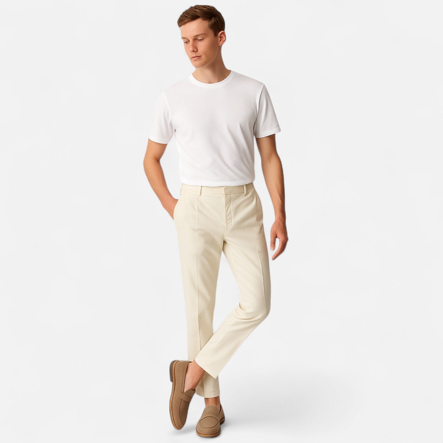 Marchmel | Pantalon Chino Coupe Droite pour Homme – Mélange de Coton à Jambe Classique