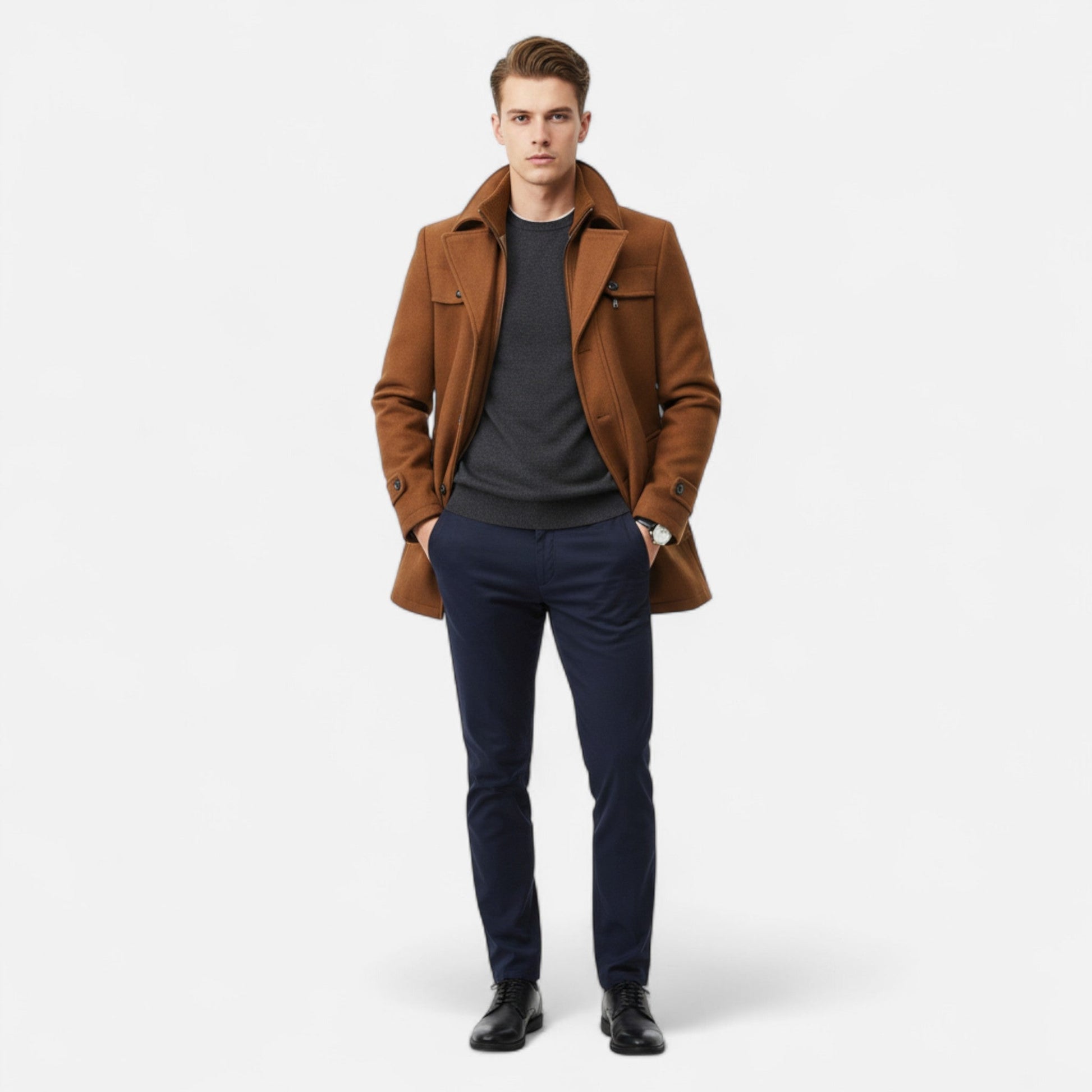 Marchmel | Trench Homme Laine Col Double Zippé