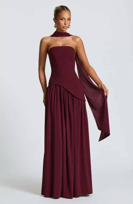 Marchmel | Abito lungo donna taglio senza spalline silhouette fluida