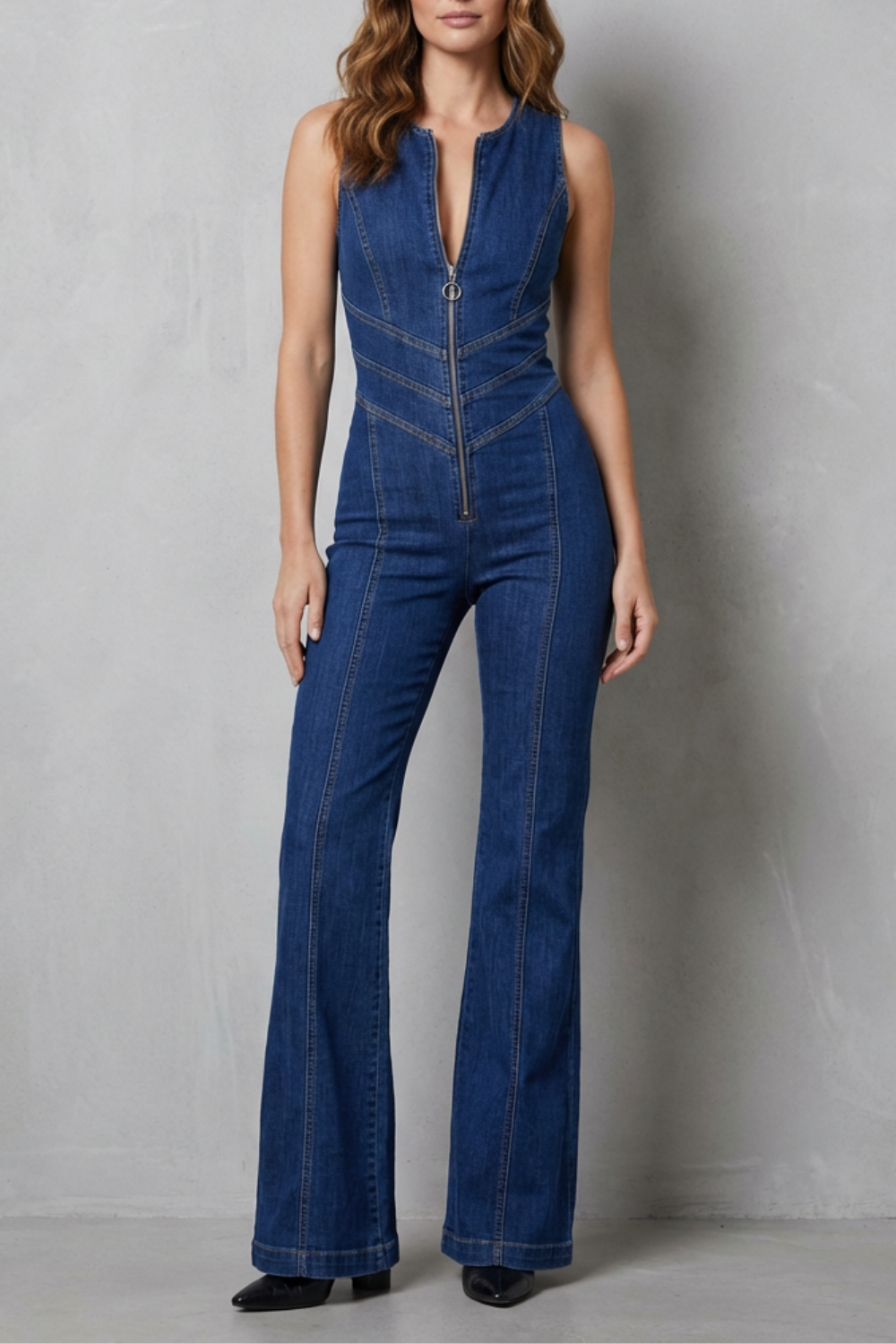 Marchmel | Femme Combinaison en denim à zip avant sculpté