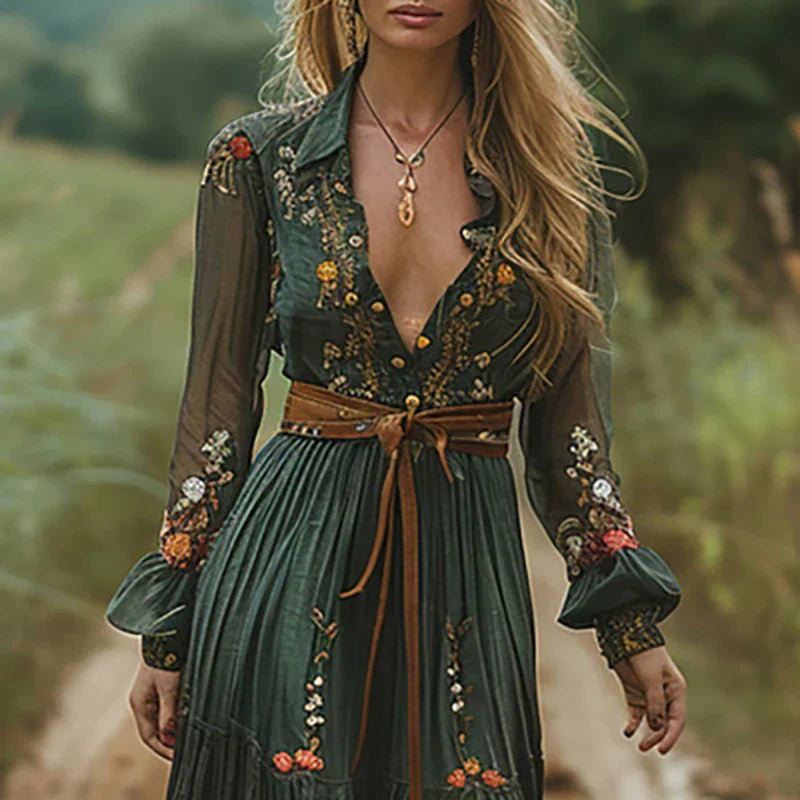 Marchmel | Robe longue bohème pour femme avec ceinture fluide légère