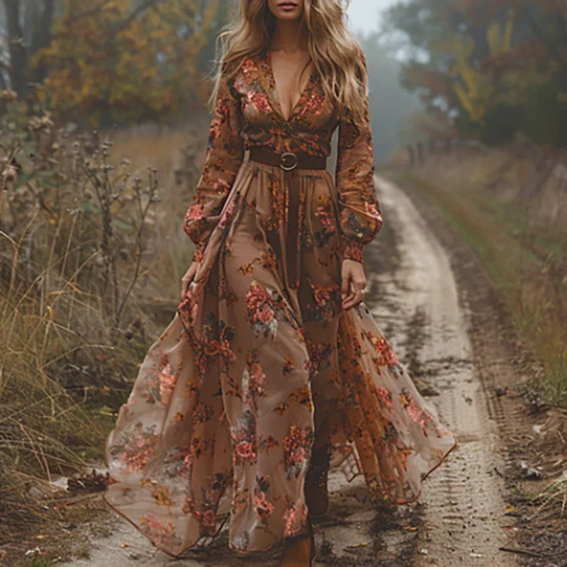 Marchmel | Robe longue bohème pour femme avec ceinture fluide légère