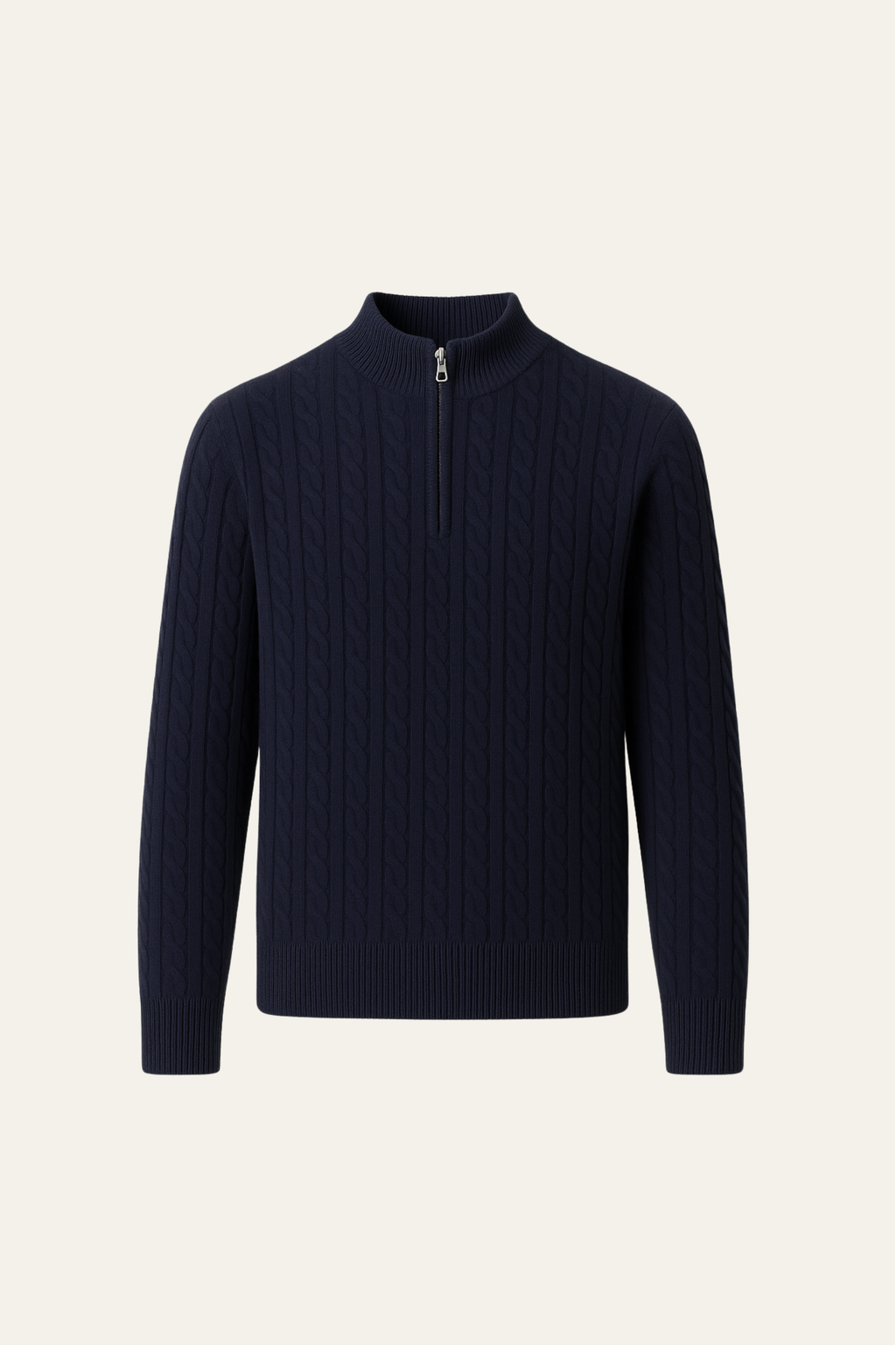 Lerano Cachemire Tricot Demi-Zip Marine