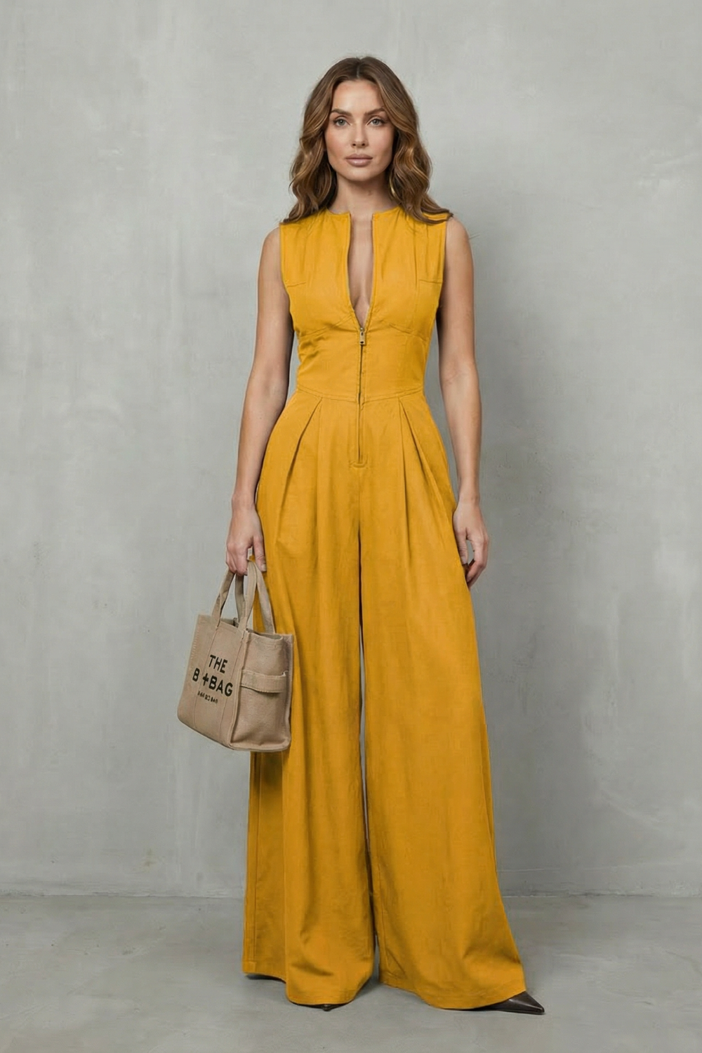 Marchmel | Donna Eleganza scolpita con zip – Tuta a gambe larghe