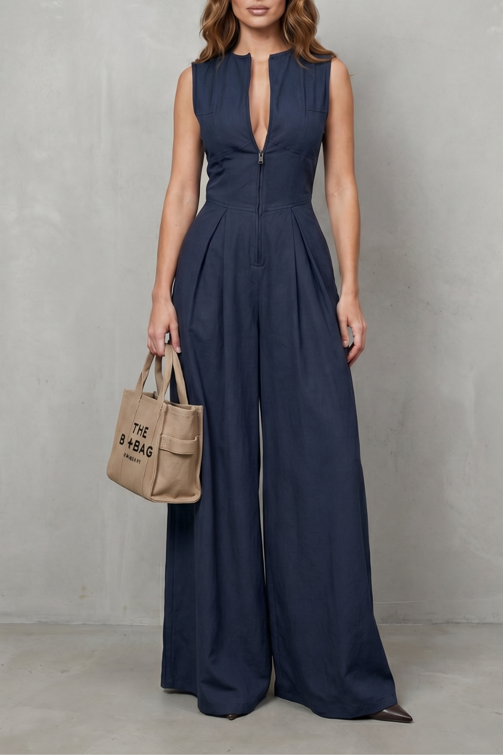 Marchmel | Donna Eleganza scolpita con zip – Tuta a gambe larghe