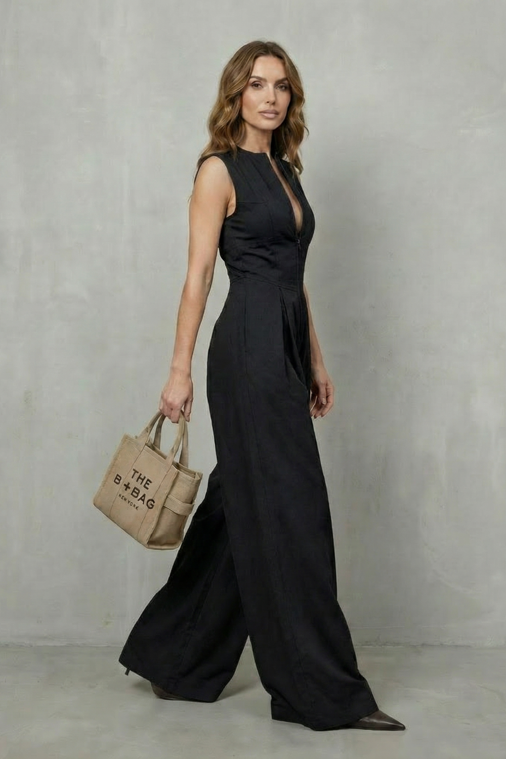 Marchmel | Donna Eleganza scolpita con zip – Tuta a gambe larghe