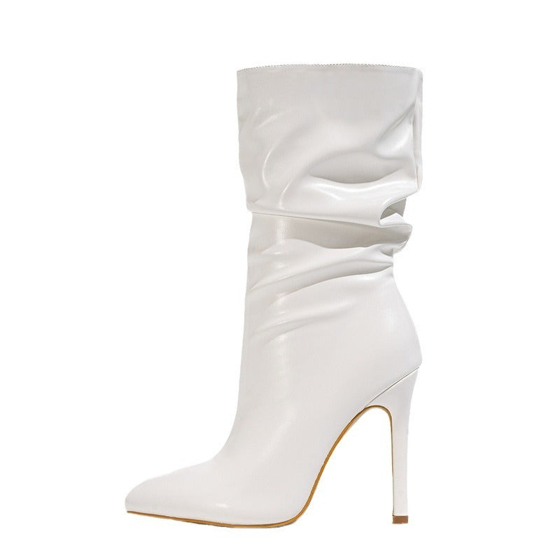 Bottes ajustées extensibles à talons aiguilles style pile pour femmes