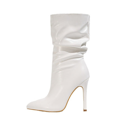 Bottes ajustées extensibles à talons aiguilles style pile pour femmes