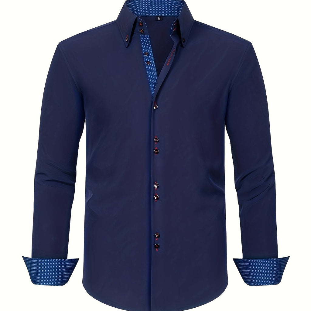 ALBERTO | CAMICIA ELEGANTE LEGGERA CON PARTICOLARI A CONTRASTO