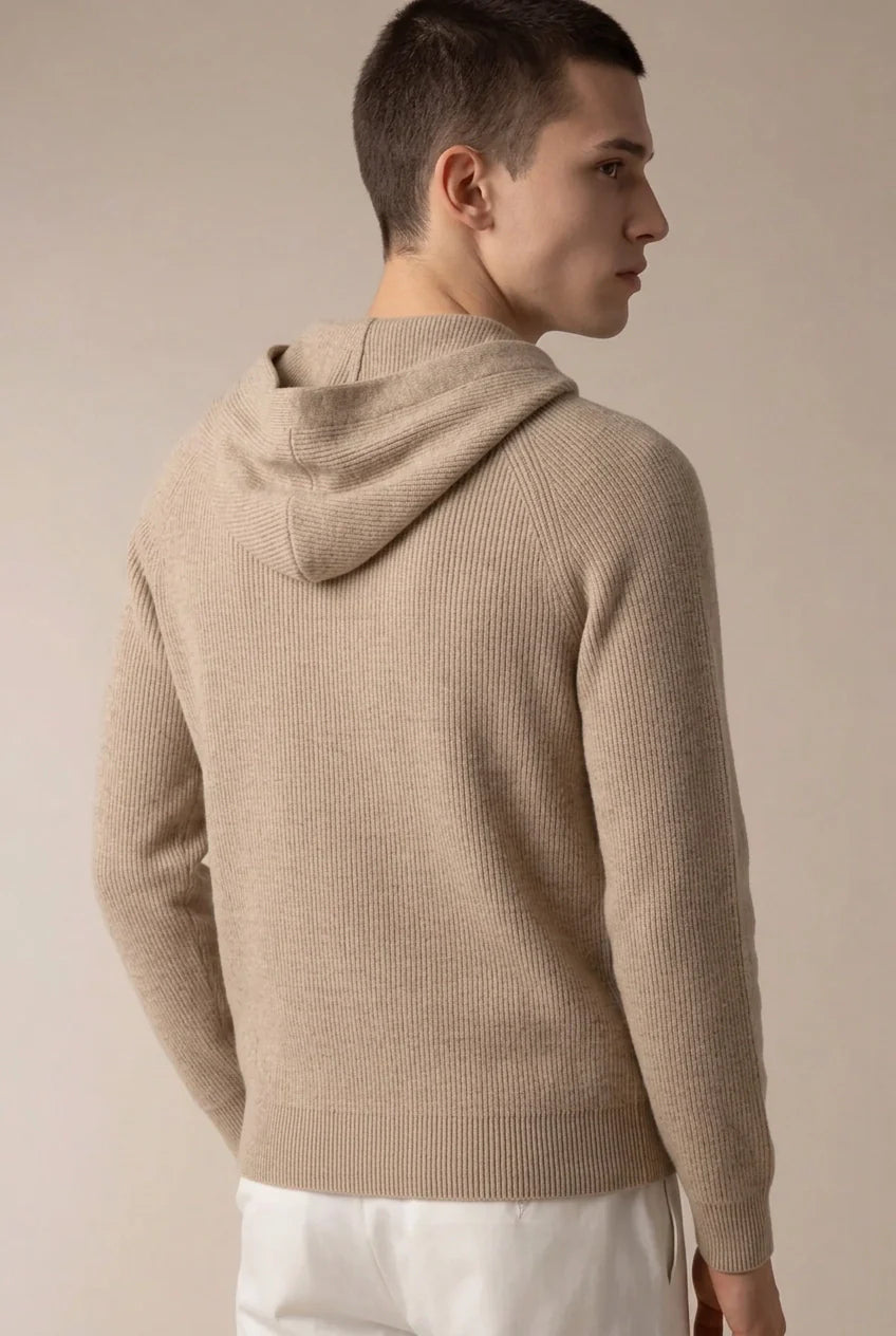 HOODIE EN MAILLE CABLE TAUPE