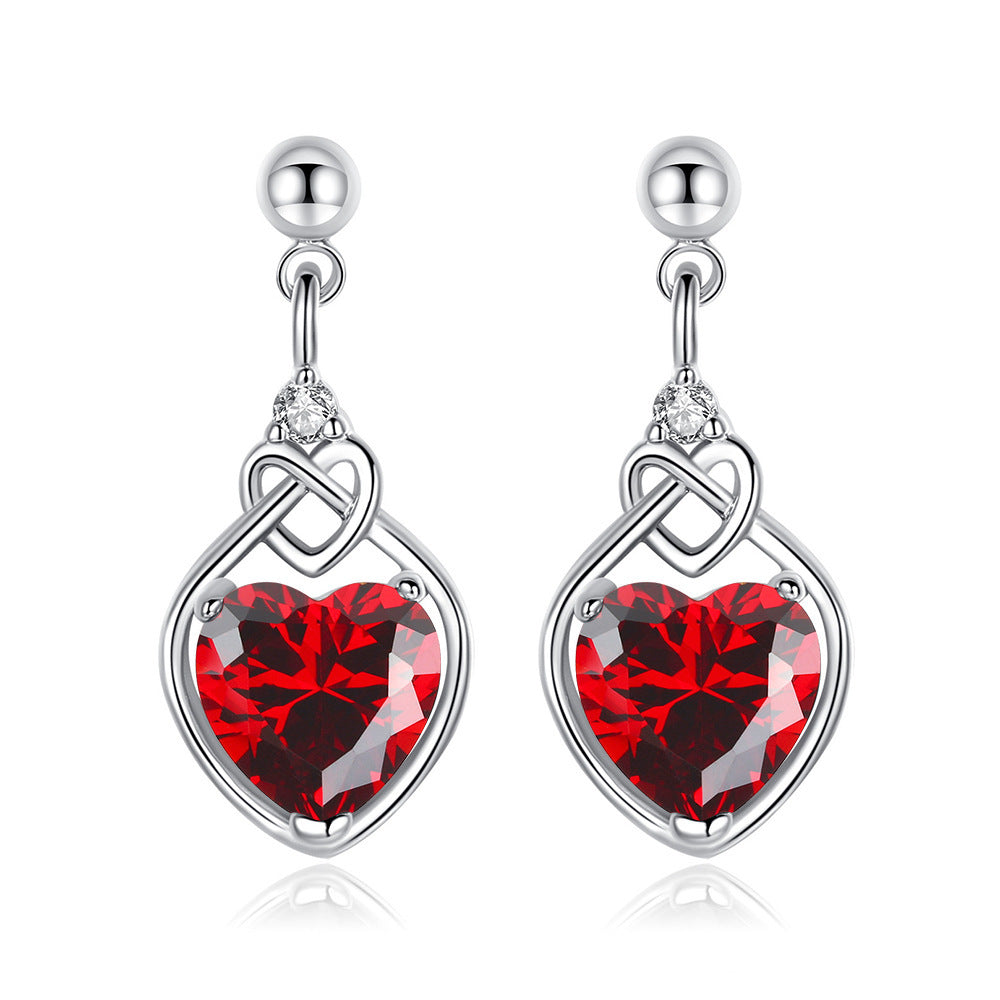 Ensemble de bijoux en rubis en forme de cœur pour femmes
