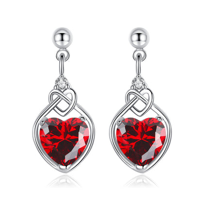 Ensemble de bijoux en rubis en forme de cœur pour femmes