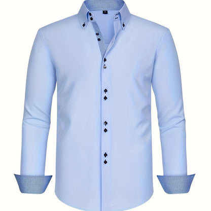ALBERTO | CAMICIA ELEGANTE LEGGERA CON PARTICOLARI A CONTRASTO