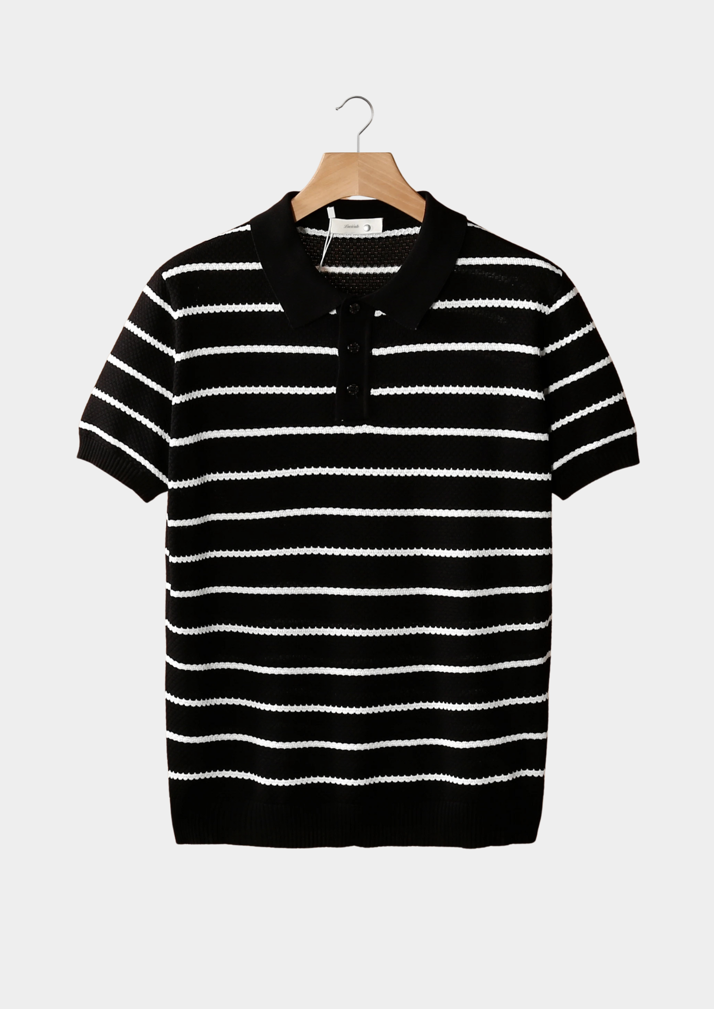 Marchmel | POLO À BOUTONS TEXTURÉ NOIR À RAYURES