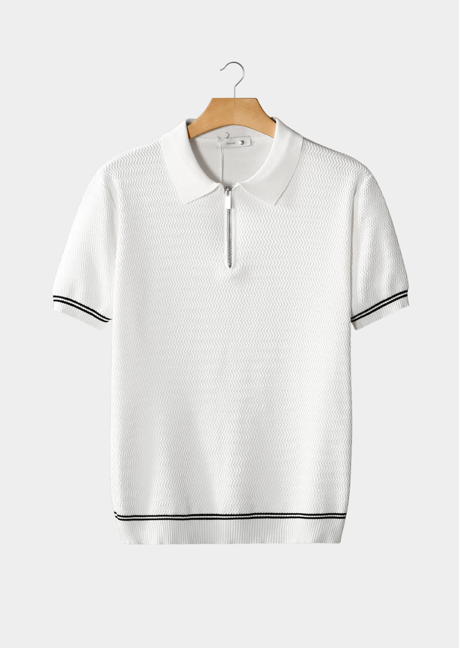 Marchmel | POLO À FERMETURE ÉCLAIR TEXTURÉ EN ZIGZAG BLANC