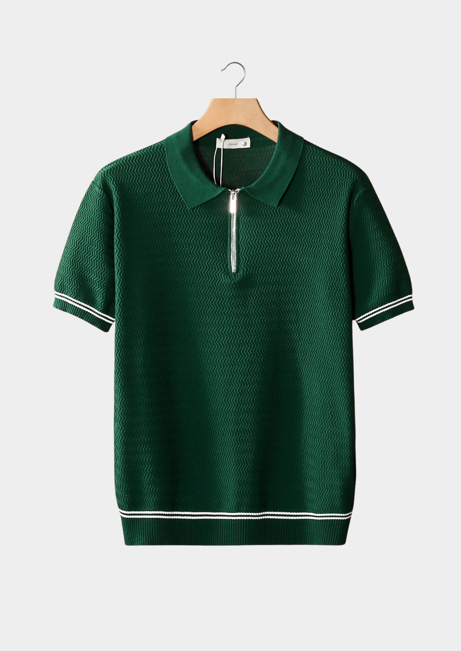 Marchmel | POLO À FERMETURE ÉCLAIR TEXTURÉ EN ZIGZAG VERT