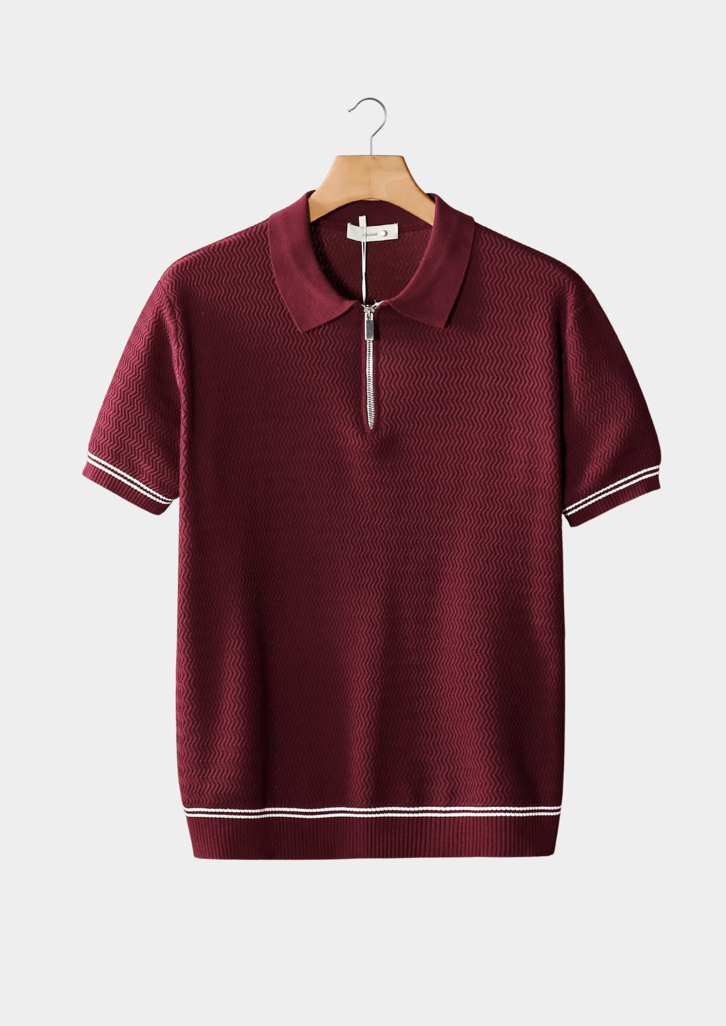 Marchmel | POLO À FERMETURE ÉCLAIR TEXTURÉ ZIGZAG BORDEAUX