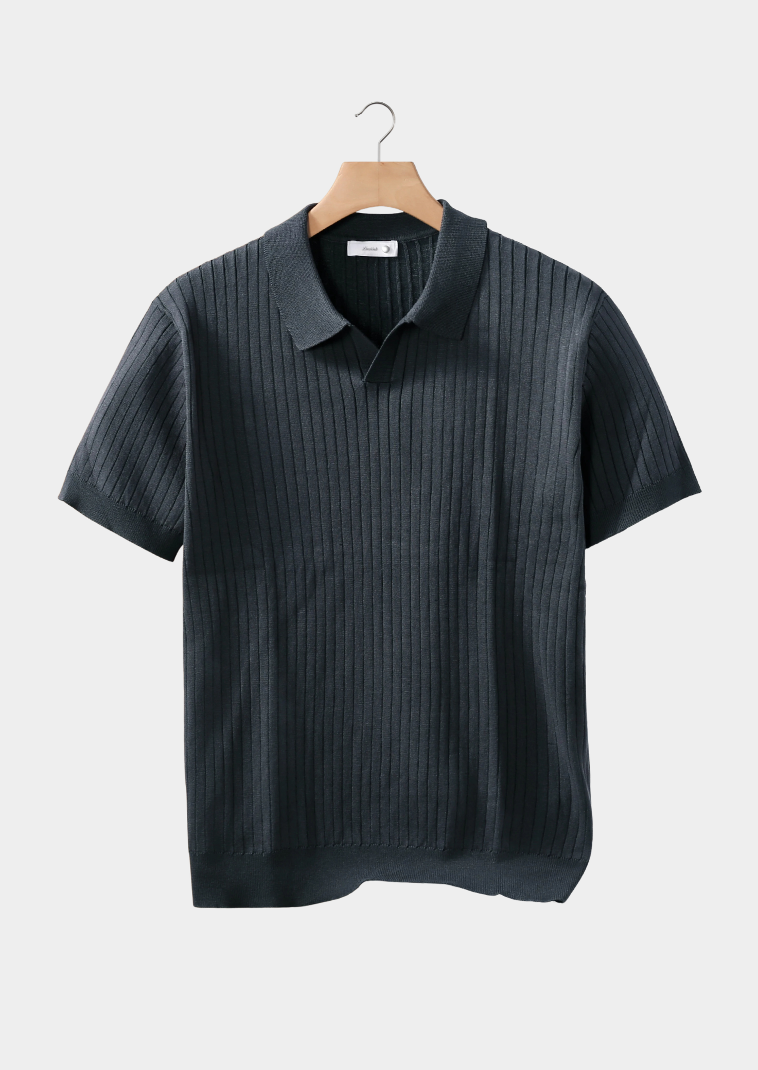 Marchmel | POLO GRIS FONCÉ RIBBÉ SANS BOUTONS