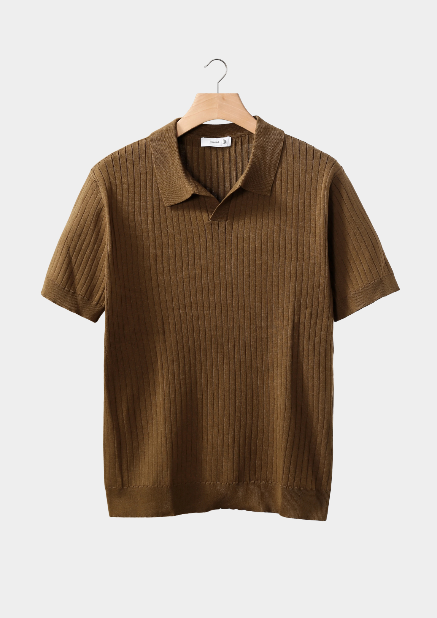 Marchmel | POLO SANS BOUTONS À RAYURES CARAMEL