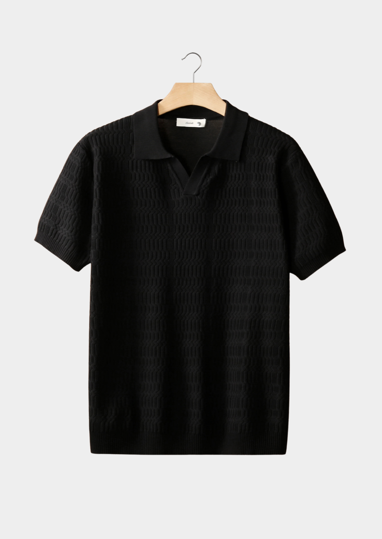 Marchmel | POLO NOIR À MOTIFS EN TRICOT SANS BOUTON